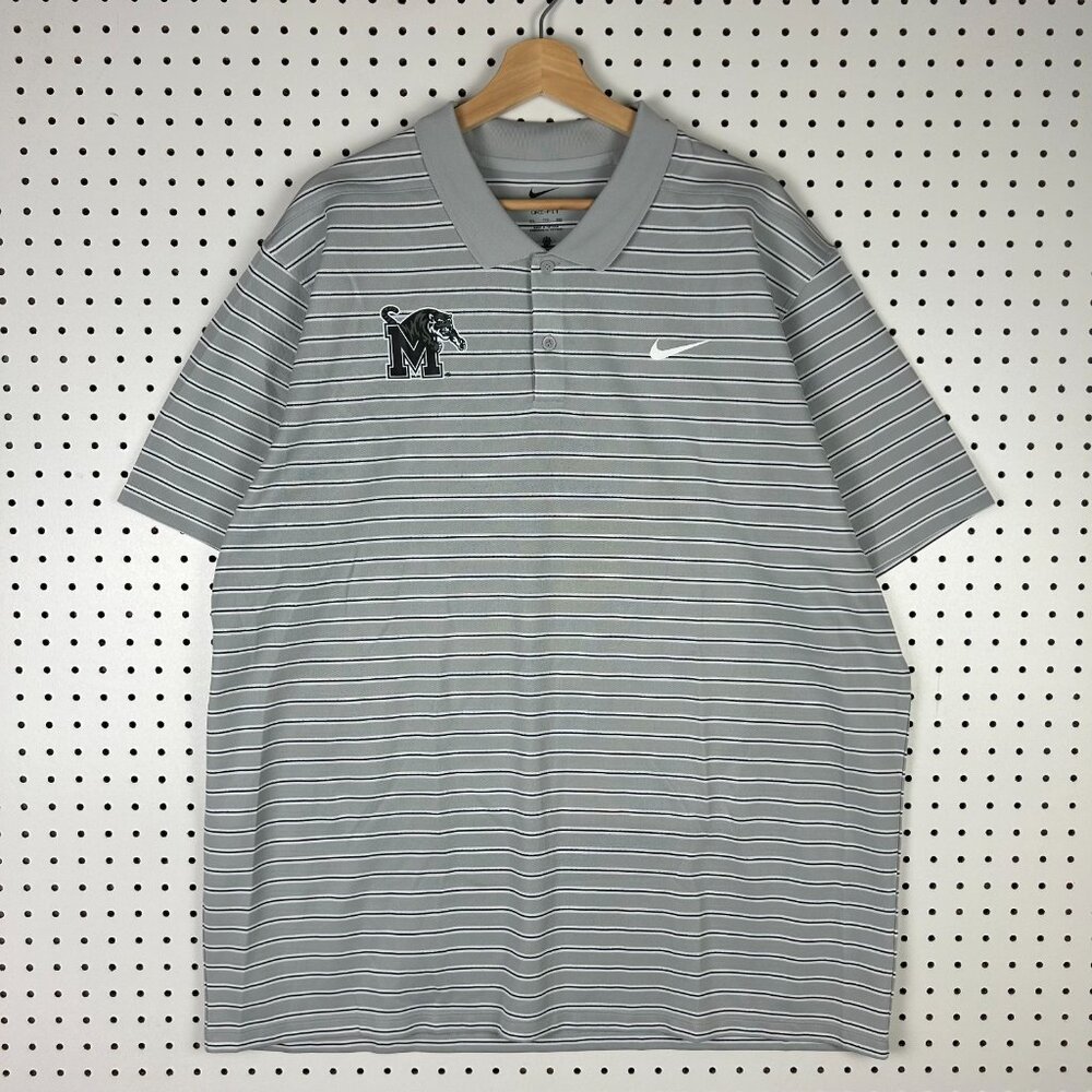 Nike 1 Cent Memphis Tigers Polo XXL Gray Striped Basketball Penny Hardaway Coach